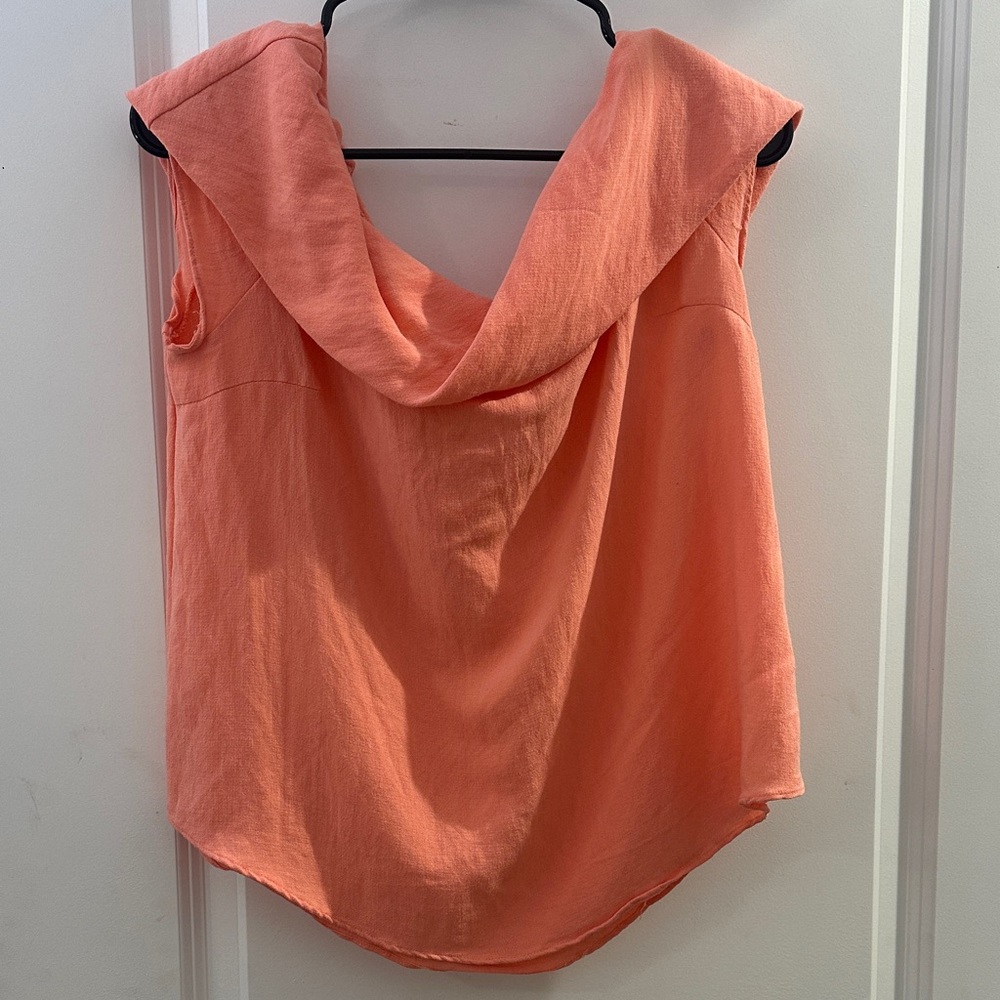 Do Be Coral Cowl Neck Off The Shoulder Sleeveless Top Size Large EUC
